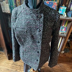 Gap purple confetti multicolored XL moto asymmetrical coat